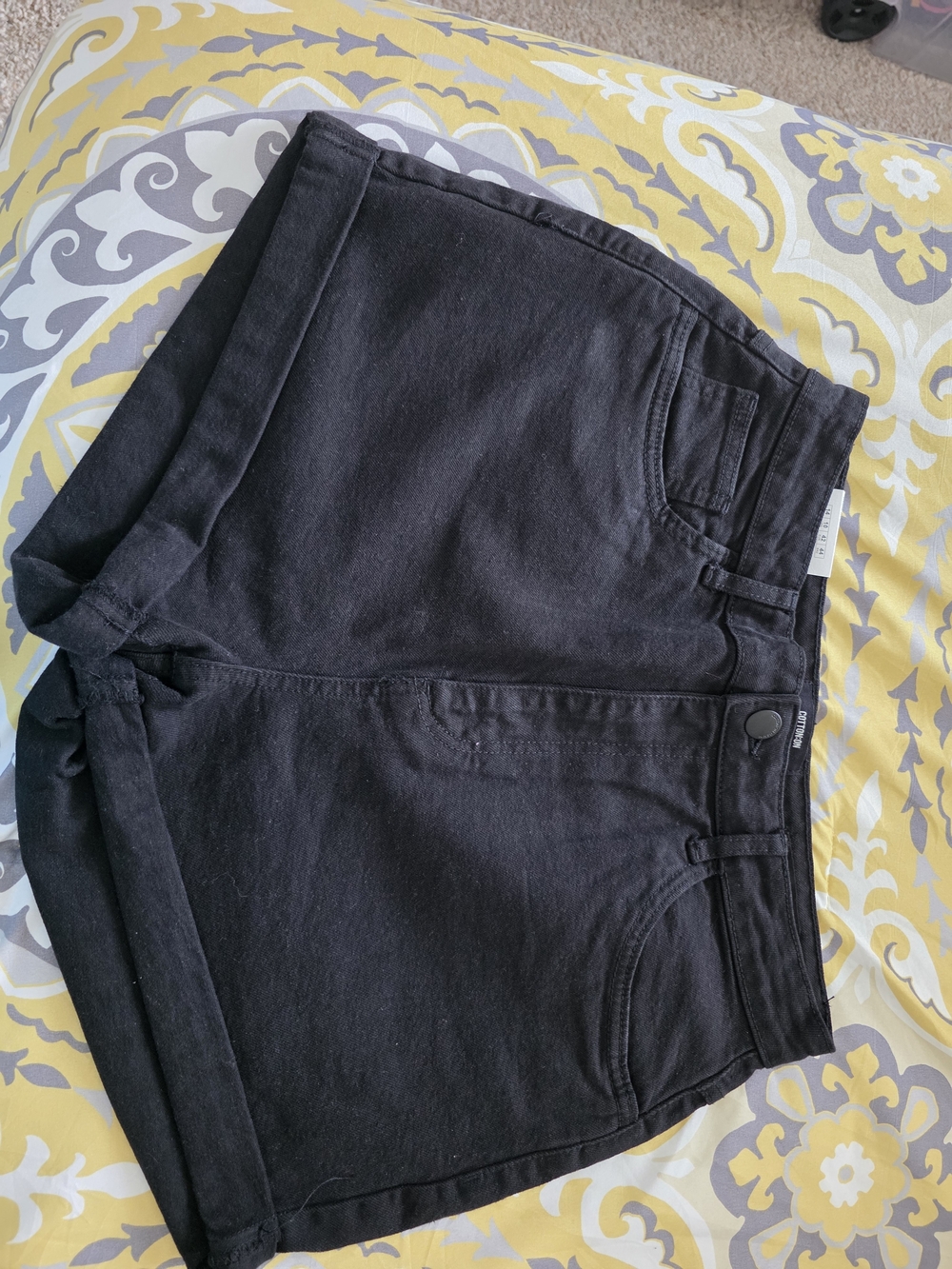 Cotton On Black High-Rise Stretch Denim Shorts